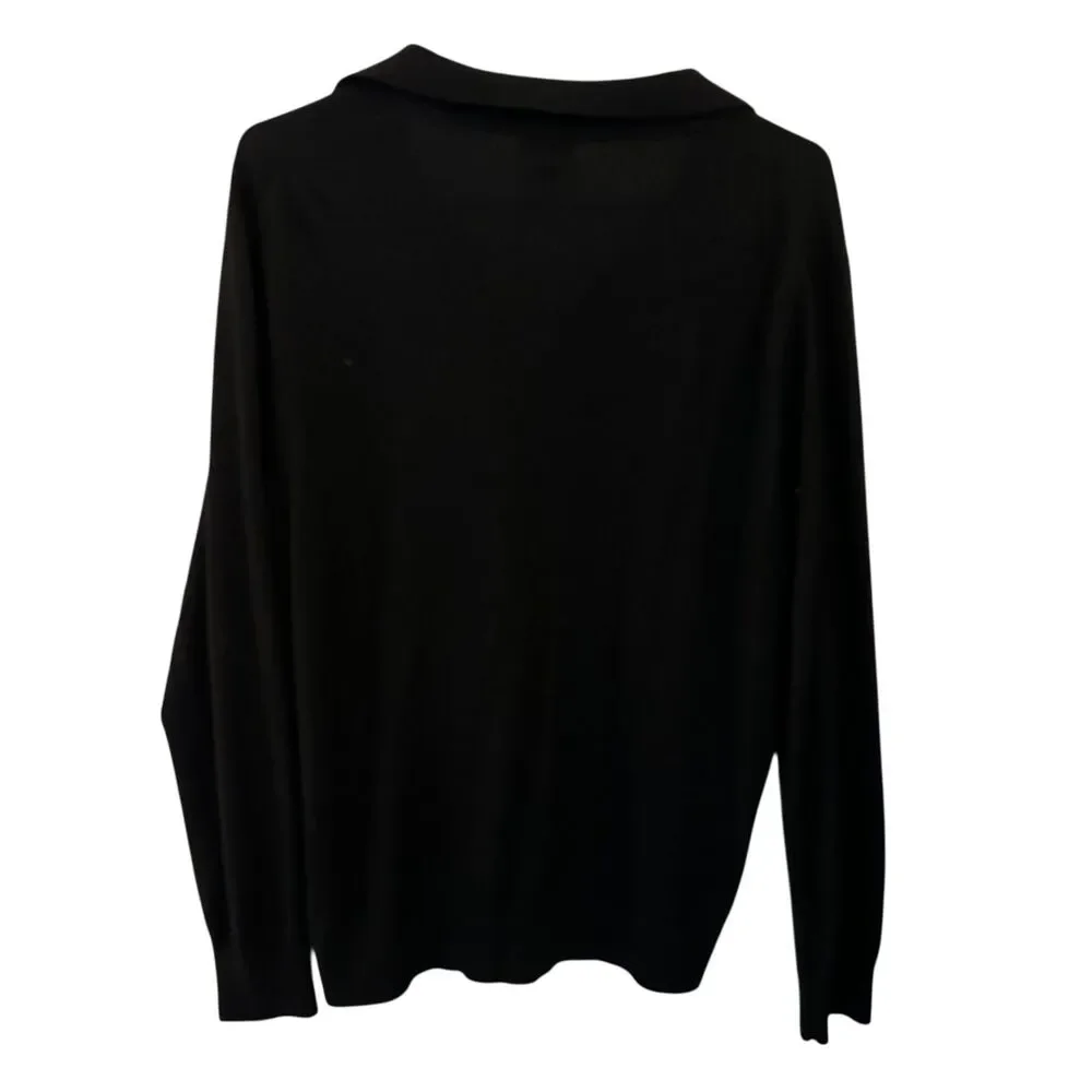 J.‎ Crew Men's Black Merino Wool Blend Henley Sweater Size L